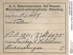 Etiketten zu Tellur (NHMW-MIN-Ai447)